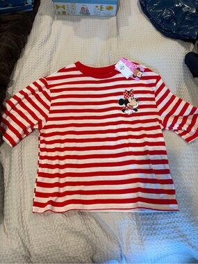 Old Navy M 8 Disney Striped Kids Minnie Graphic Tee